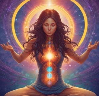 Hands performing a massage on a person's back, applying pressure to specific points. The setting is bright and calming, with soft focus creating a tranquil atmosphere.