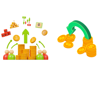 a pile of coins and a pile of coins