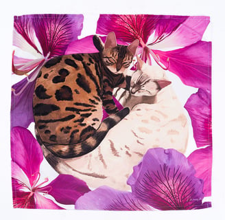 Printed bandana with Bengal cats illustration by NAMOOSHKA