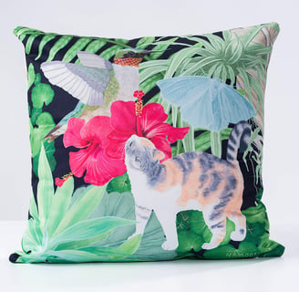  Printed pillow cover with calico cat illustration by NAMOOSHKA