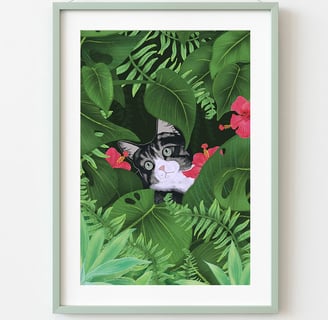 Cat in the jungle art print  by NAMOOSHKA