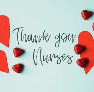 a thank card with hearts on it