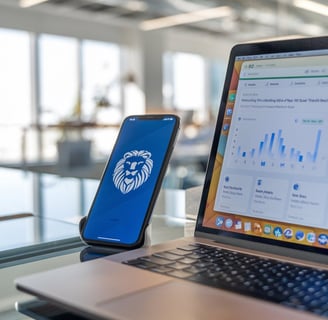 a laptop and a phone on a table