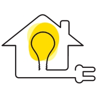 a house with a light bulb and a light bulb inside