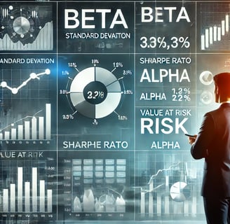 Chart comparing key risk metrics like beta, standard deviation, and Sharpe ratio in equity investmen