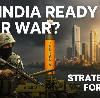 An image representing Indian military and civil readiness for war in 2025, including armed forces, nuclear deterrence, and ci