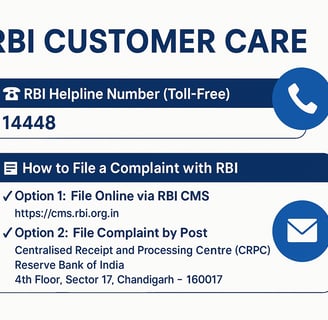 RBI Customer Care Helpline, Complaint Filing & CEPC Contact 2025