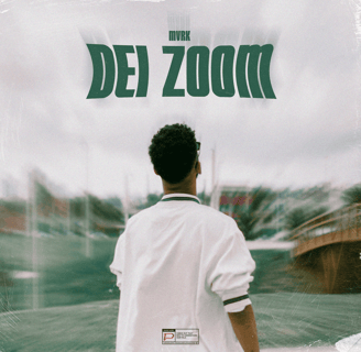 Capa da música "Dei Zoom" na qual Markones aparece de costas com um casaco branco com detalhes verde