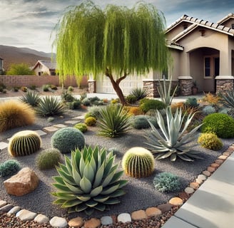 small backyard garden in a desert landscape