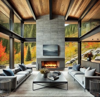 Modern Mountain Home Living Room with Scenic Views