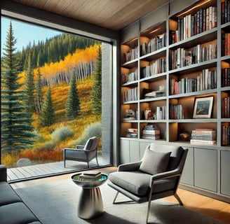Serene Library with Fall Foliage Views