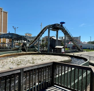 Log flume hills from the ride station