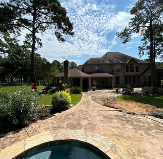 Dirty, Stamped and Stained Concrete Pool Area
