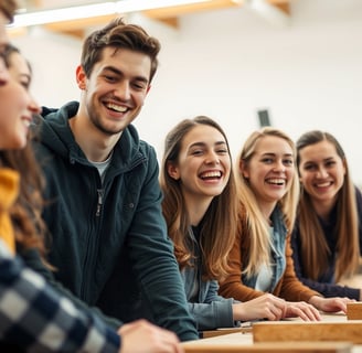 a group of students learning woodworking