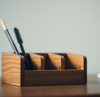a wooden desk organizer
