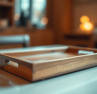 a wooden tray