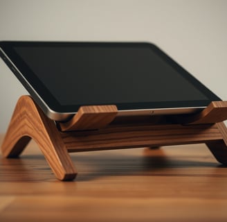 a wooden laptop stand