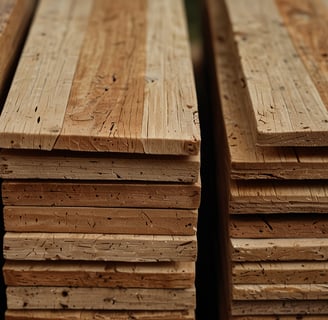 a pile of wood planks