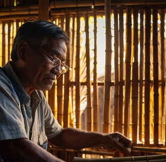 a man sitting on a chair in a room
