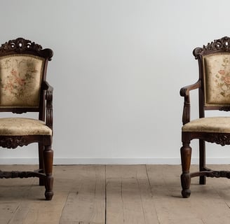 two antique wooden chairs