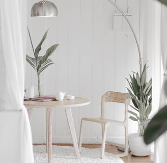 Boho chic table and chair home office