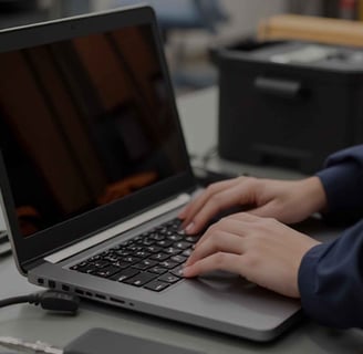 a person sitting at a desk with a laptop computer reinstall windows 11