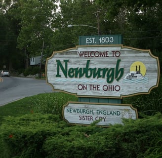 Newburgh on the Ohio welcome sign