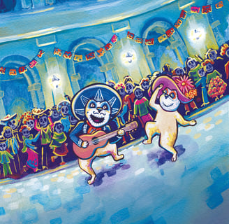 Illustration from Bruno & Frida go to Mexico City by New Orleans artist Melissa Vandiver.