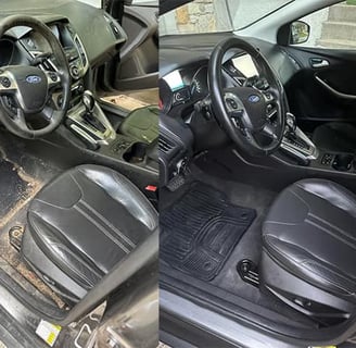 Interior Detailing Image “Deep interior car detailing with steam cleaning and vacuuming of seats"