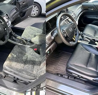 Interior Detailing Image “Deep interior car detailing with steam cleaning and vacuuming of seats"