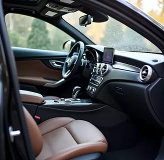 Interior Detailing Image “Deep interior car detailing with steam cleaning and vacuuming of seats"