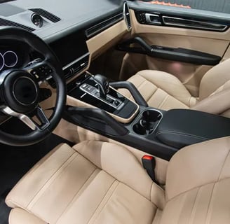 Interior Detailing Image “Deep interior car detailing with steam cleaning and vacuuming of seats"