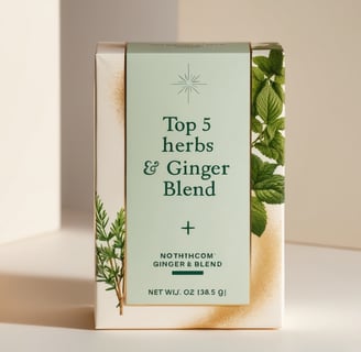 a box of herbs and herbs on a table