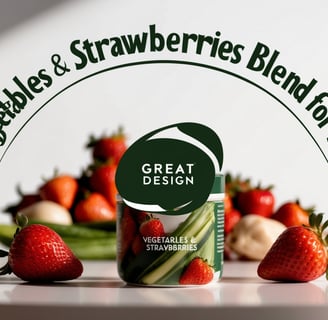 a bottle of strawberries and strawberries on a table