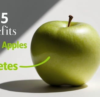 a green apple with the words top 5 benefits of green apple
