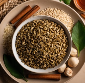 a bowl of seeds and spices on a plate