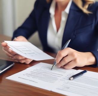 woman with pen writing on paper for apostille