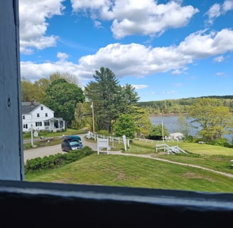 The Adventure Van as seen from the window of Fort Edgecomb