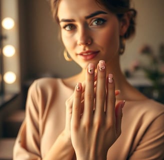 Unhas decoradas rosa com dourado