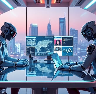 robots working in a futuristic office