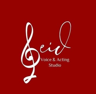 a red and white logo for a music studio for Kristal Seid