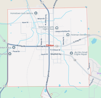 Map of the city of Clinton Kentucky