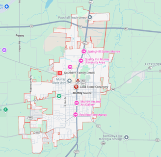 Map of the City of Murray Kentucky