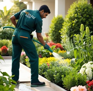 Gardener watering plants for healthy growth.