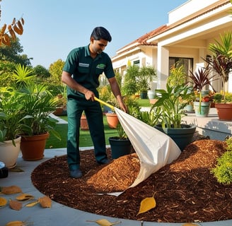 Gardener adjusting plant care routines based on seasonal weather changes.