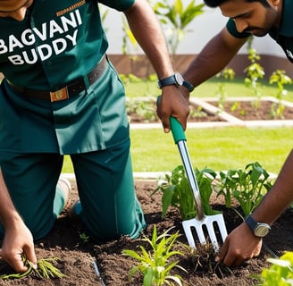 Gardener using proven techniques to eliminate weeds at their roots in the garden.