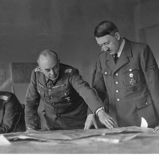 Adolf Hitler during a meeting with officers on the Eastern Front