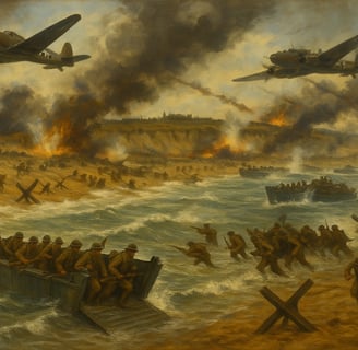 Map of D-Day Normandy invasion with beach landings