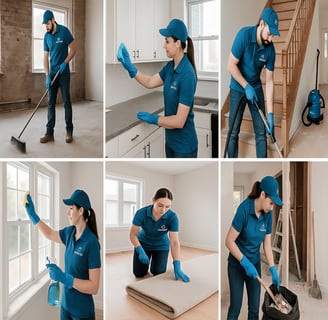 NexaPro post-construction cleaning removing dust, debris, and paint drops
