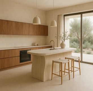 cocina-lujo-organica-contemporanea-isla-travertino-madera-natural
